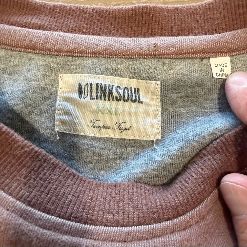 Linksoul Men’s Mauve Double-Knit Pocket Crewneck Sweatshirt - XXL